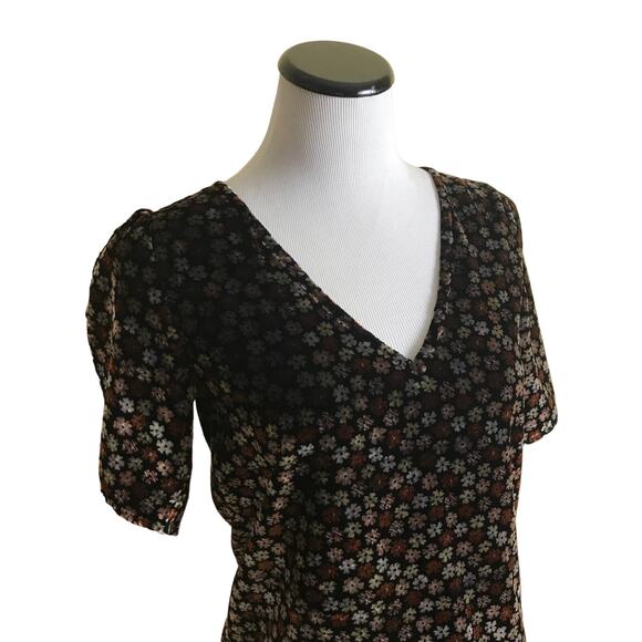 Madewell Velvet Tulip Sleeve Burnout Ruffle Top - Picture 5 of 11